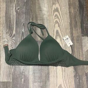 Olive green push-up bikini top. 34DD